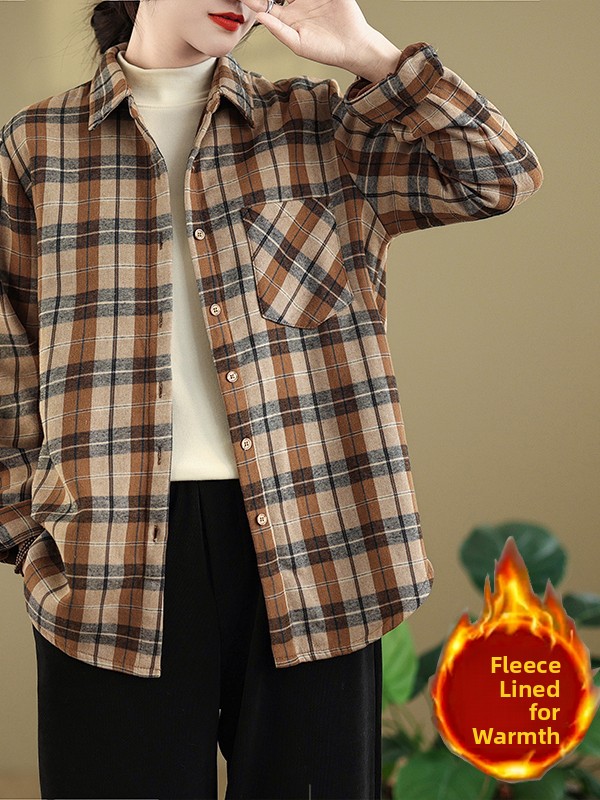 Plaid Flannel Long Sleeve Shir - Flannel Shirt Lined 评论和价格