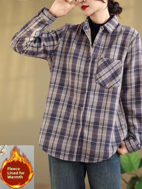 Plaid Flannel Long Sleeve Shir - Flannel Shirt Lined 评论和价格