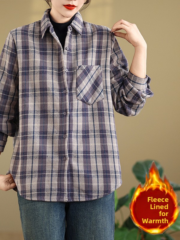 Plaid Flannel Long Sleeve Shir - Flannel Shirt Lined 评论和价格