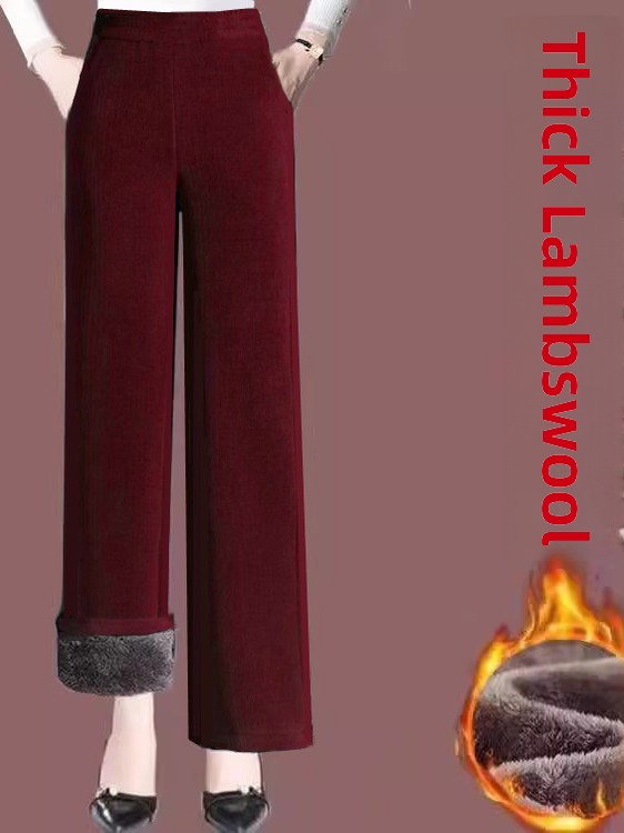 Thickened Fleece Lined High Wa - Corduroy Pant Warm 评论和价格