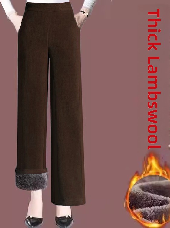 Thickened Fleece Lined High Wa - Corduroy Pant Warm 评论和价格